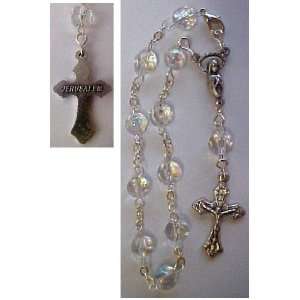  Handmade Crystal Clear Holy Land Rosary Bracelet Spiritual 