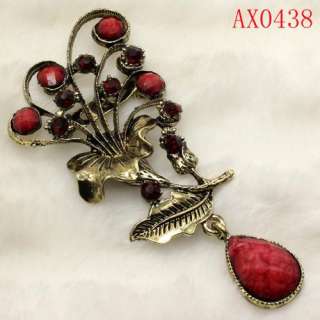 Uniquely Crystal Antique Bronze Brooch Free shipping AX0438  