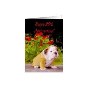  Happy 25th Anniversary Bulldog puppy Card Health 