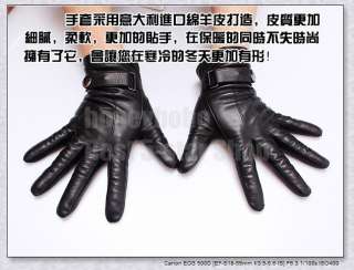 Mens Soft Lambskin Motorcycle Genuine Leather Black Winter Gloves 