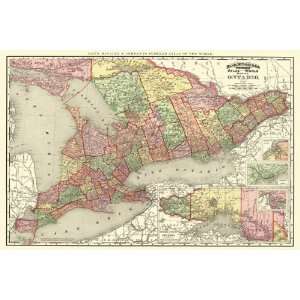  MAP OF ONTARIO CANADA BY RAND MCNALLY & CO. 1892