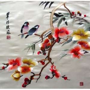    Chinese Silk Embroidery Wall Hanging Bird Flower: Everything Else