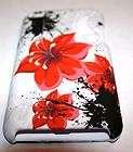 iPOD TOUCH 4G 4TH GEN RED PINK FLOWER WHITE HARD RUBBERIZED CASE COVER