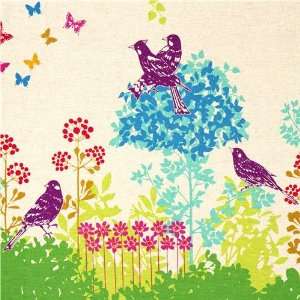  echino canvas fabric Wish green birds flowers: Kitchen 