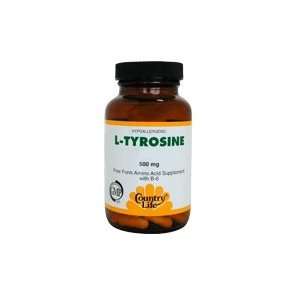  Country Life L Tyrosine 500 mg w/B 6, 100 caps (Pack of 2 