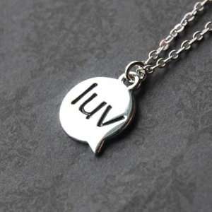  Love Luv Chat Text Silver Necklace 