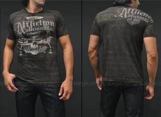 Affliction Tee T Shirt Flintlock Gunner Army T Shirt NEW Green M XL 