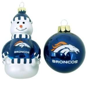 Denver Broncos NFL Blown Glass Ornament Set Sports 