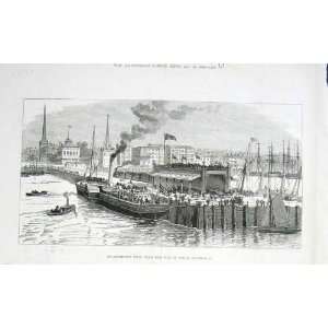  Southampton Pier With Isle Wight Steam Boat 1882