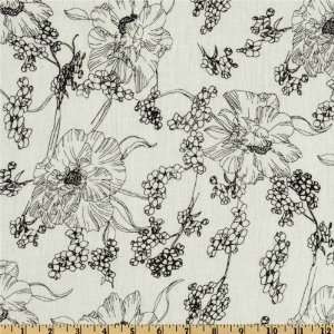   Flower Outline White/Black Fabric By The Yard: Arts, Crafts & Sewing
