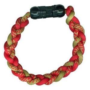  Titanium Ionic Braided Wristband   Red/Gold: Sports 