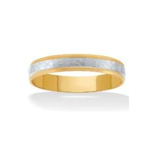  Lux 10K Tutone Gold Mens Hammered Band Size 8 Lux 