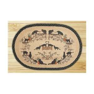  Oval Porch Cat Printed Doormat Rug, Braided Jute: Home 