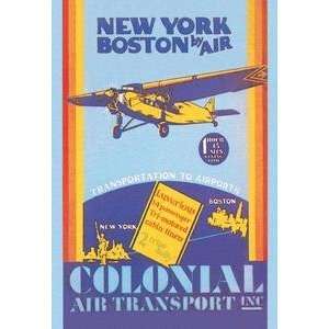  Vintage Art Colonial Air Transport   New York to Boston by Air 