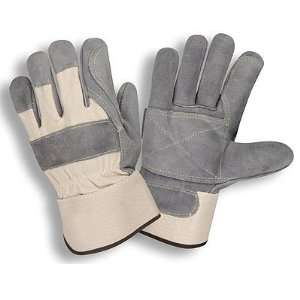 TUF COR White Canvas Double Leather Palm, Safety Cuff Gloves (QTY/12 