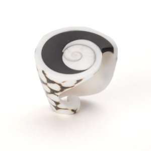   White leopard spiral shiva eye shell ring by 81stgeneration Jewelry