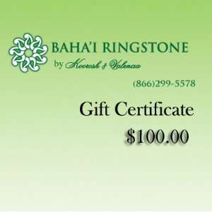  bahai Gift Certificate 100dls Jewelry