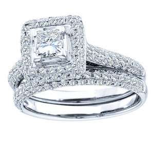   Round Diamond 14k White Gold Bridal Set Ring SeaofDiamonds Jewelry