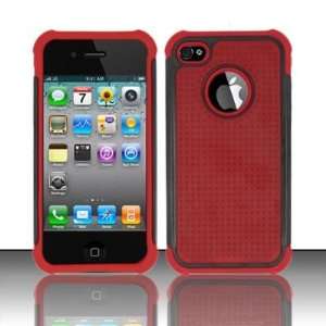 Apple iPhone 4 & 4S Protector Case RED TONES in BLACK BALLISTIC SHELL 