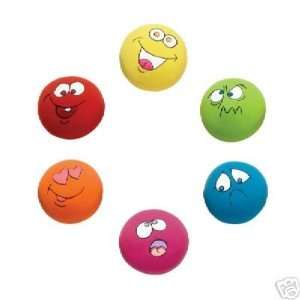  ONE Latex Dog Pet Toy Ball w/Face 2 1/4 Color Vary 