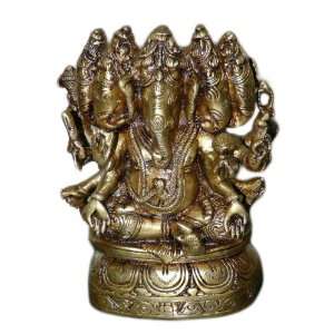   Ganesha Statue Ganesh Murti Brass Gold Idol India 8 Home & Kitchen