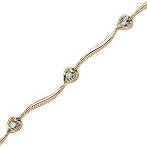   : 14K Yellow Gold 0.15 ct. Diamond Heart Bracelet: Katarina: Jewelry