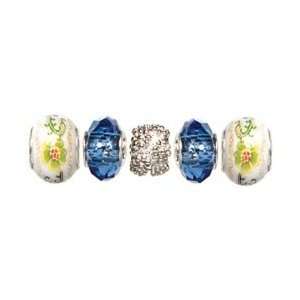  Cousin Trinkettes Glass & Metal Beads 5/Pkg Blue Crystal 