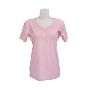  Boston Red Sox Womens Team Logo Pink Ribbon T shirt by 