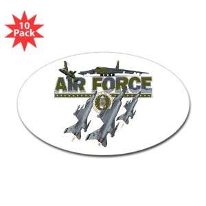 Sticker (Oval) (10 Pack) US Air Force with Planes and Fighter Jets 
