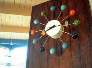 George Nelson wooden ATOMIC ball Clock 50s 60s mod MC  