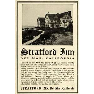  1915 Ad Stratford Inn Del Mar California Lodging Santa Fe 