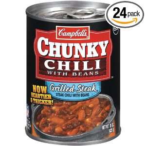 Campbells Chunky Grilled Steak Chili, 15 Ounce Can (Pack of 24)