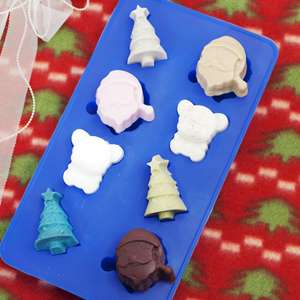 Christmas santa tree bear Soap Candle Mini Silicone Mold 8 Cavity 0.45 