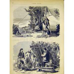  Hunt Moose America Hunting Norman French Print 1868