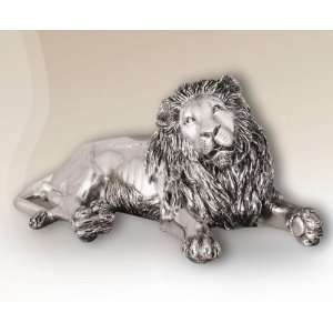 Lion Reclining Silver Plated Sculpture: Home & Kitchen