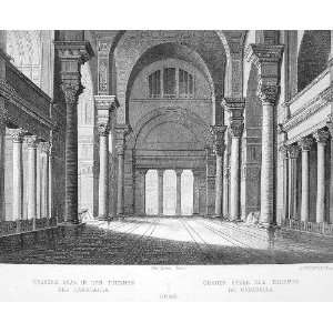 ITALY Rome Baths of Caracalla Grand Hall   SCARCE Antique Print Steel 