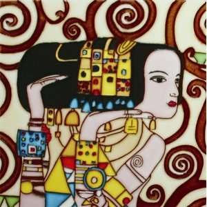   (left picture of woman) Expectation 8x8x0.25 inches Ceramic Art Tile