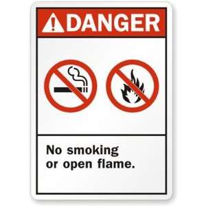   Or Open Flame (ANSI style) Plastic Sign, 14 x 10 Office Products