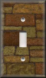 Single Switch Plate Cover   Faux Stone Block 03  
