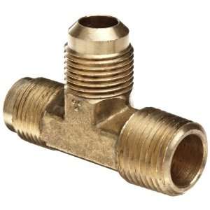 Anderson Metals Brass Tube Fitting, Tee, 3/8 Flare x 3/8 Flare x 1/4 