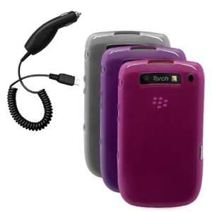   Purple, Pink) & Car Charger for BlackBerry Torch 9800 / 9810 / Torch 2