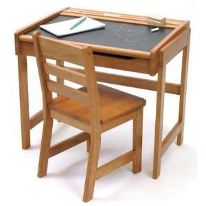 Lipper International Childs Chalkboard Desk and Chair Set, Pecan 
