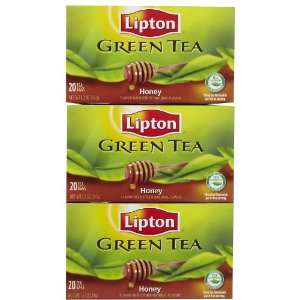 Lipton Green Tea Bags, Honey, 20 ct, 3 Grocery & Gourmet Food