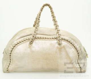 Chanel Light Gold Metallic Leather Luxe Ligne Large Bowler Bag  