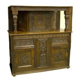    Antique Georgian Carved Oak Court Cupboard: Furniture & Decor