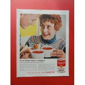  campbells tomato soup, 1959 print ad (boy/girl/cup/soup 