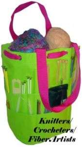 Lime Nantucket Bagg Knitting Reversible Zip Sewing Bag  