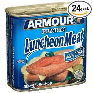 Armour 100% Pork Premium Luncheon, 12 Ounce Tins (Pack of 24)  