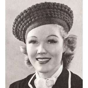 Vintage Crochet PATTERN to make   Beret Hat Shell Stitch Retro. NOT a 