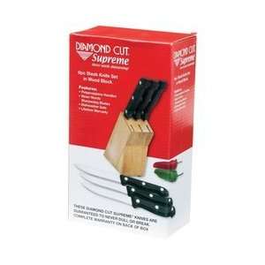 Diamond Cut Supreme 6pc Steak Knife Set in a Sturdy Wood Block:  